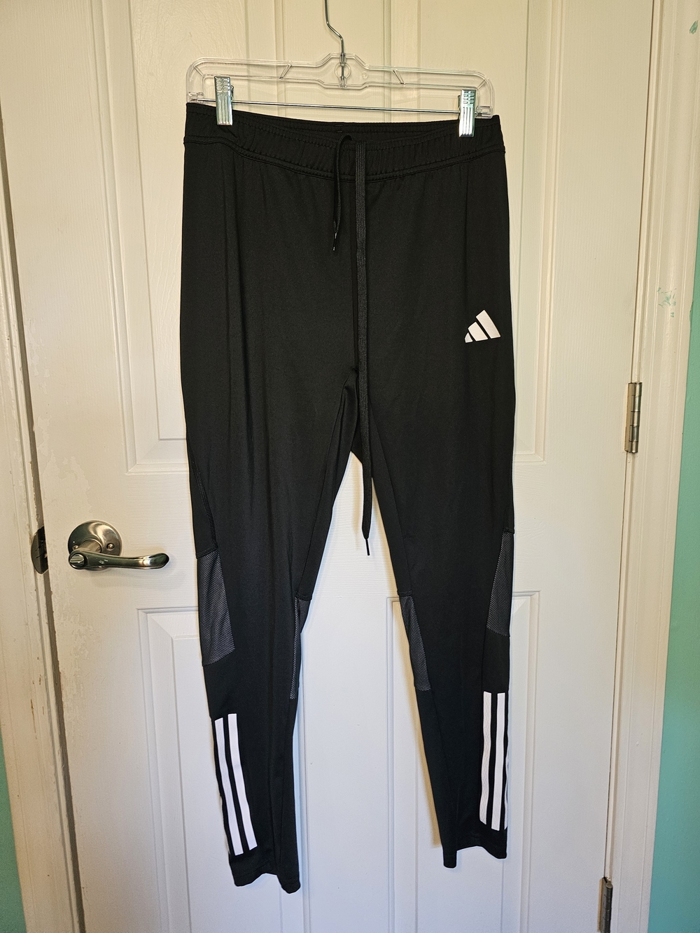 Adidas Black Athletic Track Pants with White Stripe Men's Sizing M